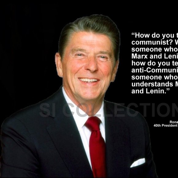 RONALD REAGAN "HOW DO YOU TELL A COMMUNIST? WELL..." QUOTE PHOTO 13x19 - Picture 2 of 2